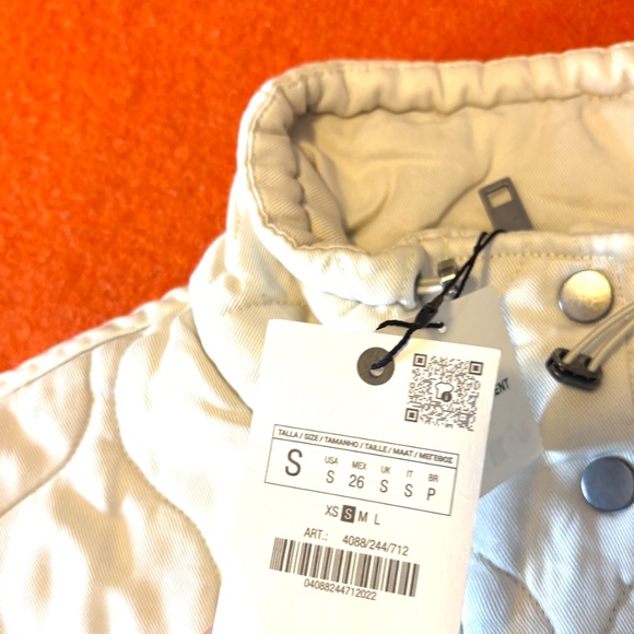 Zara oversized ecru off white lyocell and cotton quilted puffer vest NWT - Picture 7 of 13